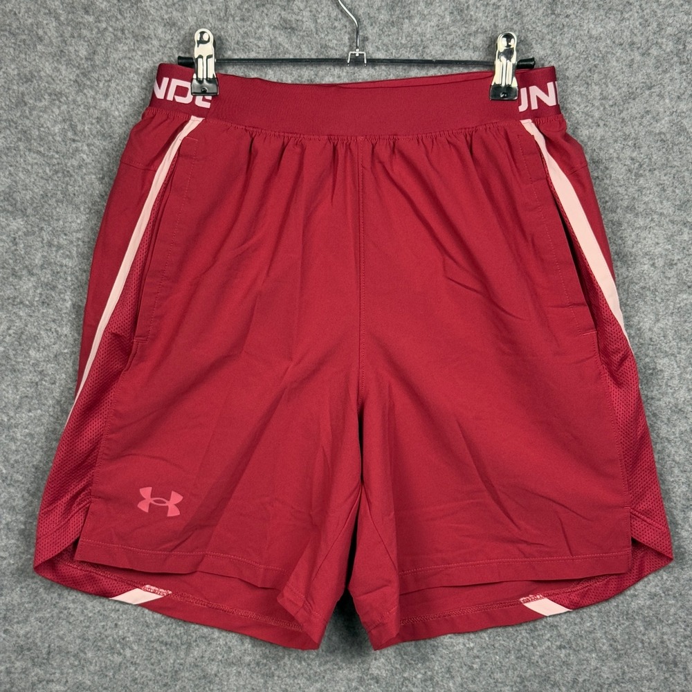 Under Armour‎ Red Athletic Shorts Mens Medium Fitted Moisture Wicking